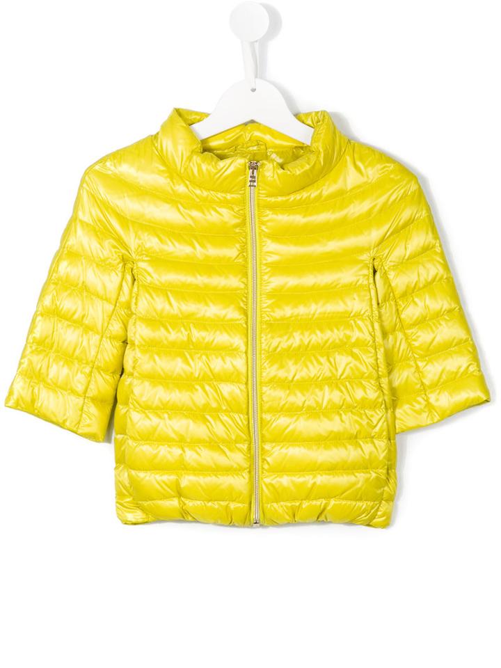 Herno Kids Cropped Sleeves Padded Jacket, Girl's, Size: 6 Yrs, Green