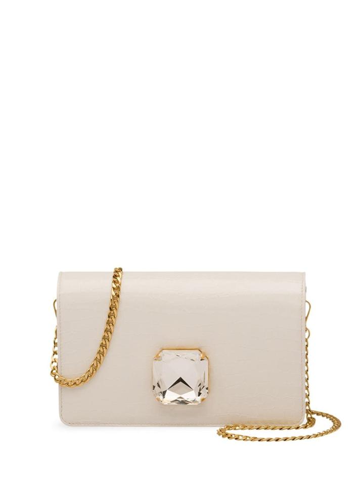 Miu Miu Miu Solitaire Crystal Clutch - White