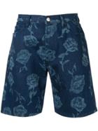 Aries Rose Print Shorts - Blue