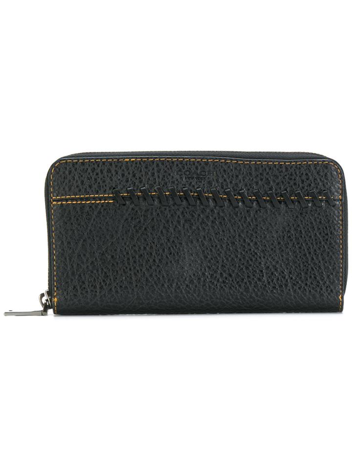 Coach Stitched Zip Around Wallet - Black