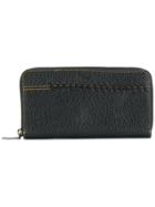 Coach Stitched Zip Around Wallet - Black