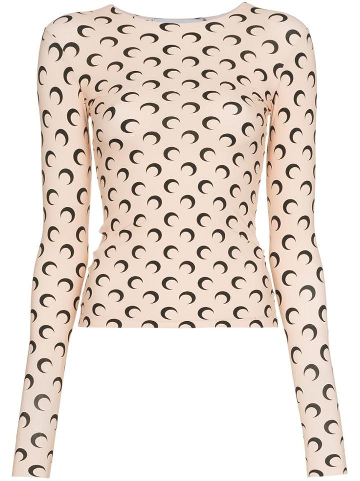 Marine Serre Crescent Moon Print Stretch Top - Neutrals