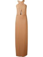 Emannuelle Junqueira Embroidered Lace Gown, Women's, Size: 36, Brown, Cotton/polyamide