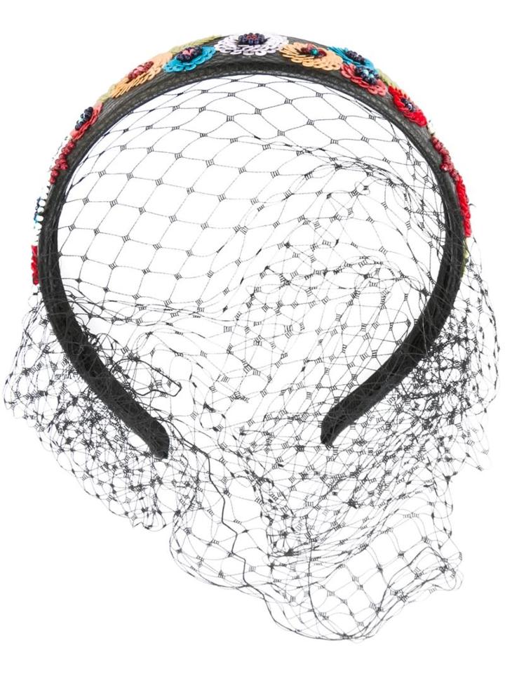 Red Valentino Floral Sequin Netted Headband