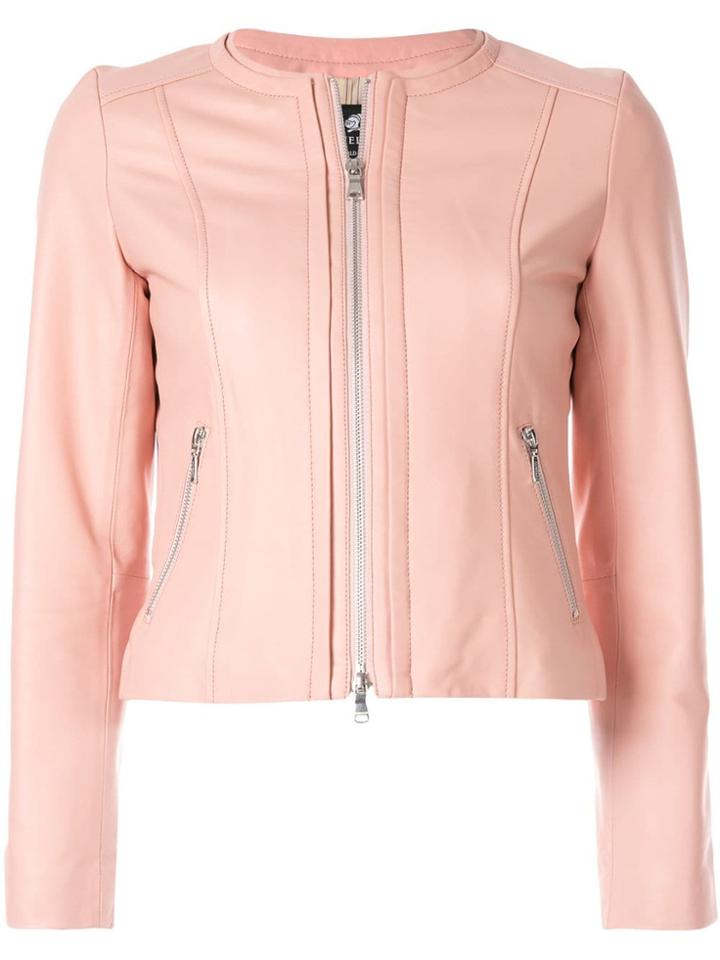 Loveless Zipped Leather Jacket - Pink