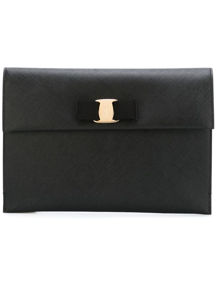 Salvatore Ferragamo 'vara' Clutch, Women's, Black, Calf Leather