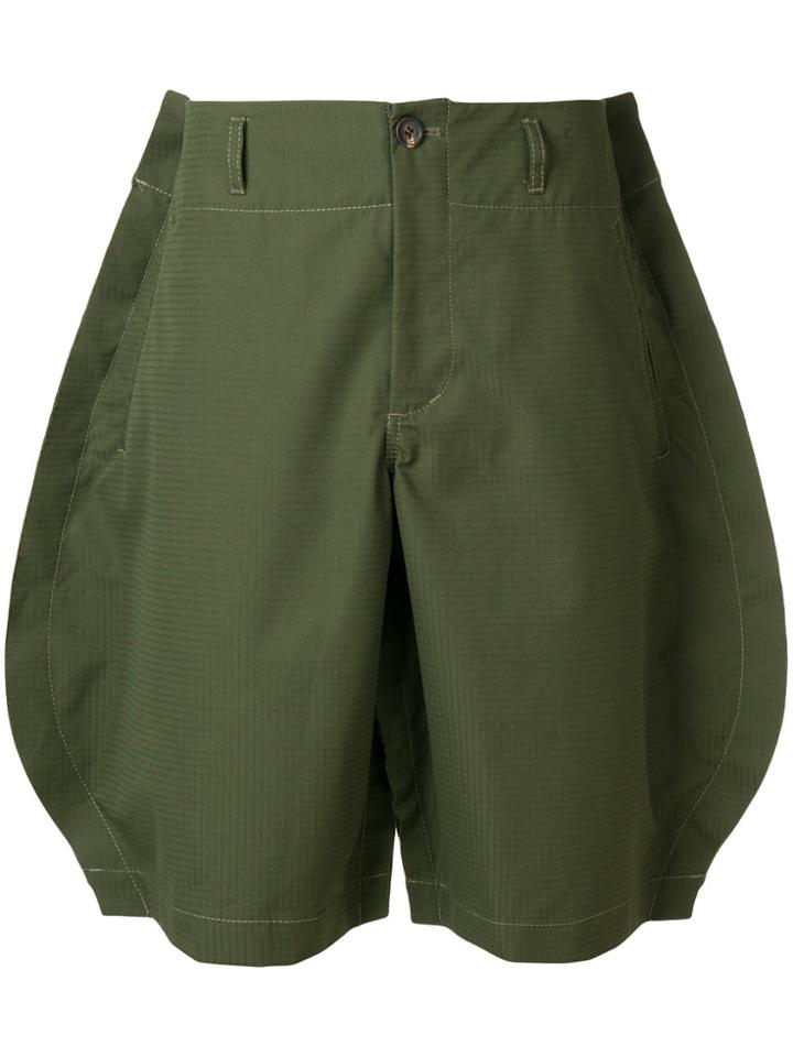 Comme Des Garçons Shirt Oversized Raw-cut Shorts - Green