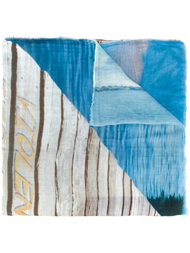 Faliero Sarti Landscape Print Scarf, Women's, Blue, Modal/cotton/silk