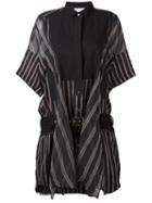 Sacai - Striped Shirt Dress - Women - Cupro - 2, Women's, Black, Cupro