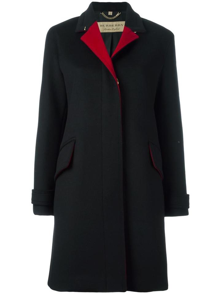Burberry Single Breasted Coat, Women's, Size: 12, Black, Wool/cashmere/viscose