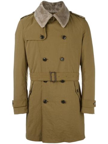 Tokyo-firenze Padded Trench Coat, Men's, Size: 52, Green, Feather Down/leather/sheep Skin/shearling/nylon
