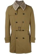 Tokyo-firenze Padded Trench Coat, Men's, Size: 52, Green, Feather Down/leather/sheep Skin/shearling/nylon