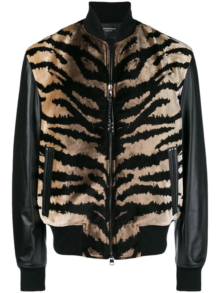 Alexander Mcqueen Animal Print Leather Jacket - Brown