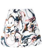 Marni Marble Print Skirt, Women's, Size: 36, Ivory, Silk/polyamide