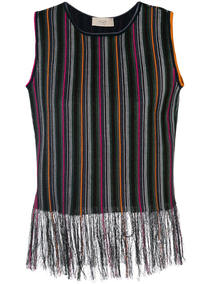 Maison Flaneur Fray Detail Striped Blouse - Multicolour