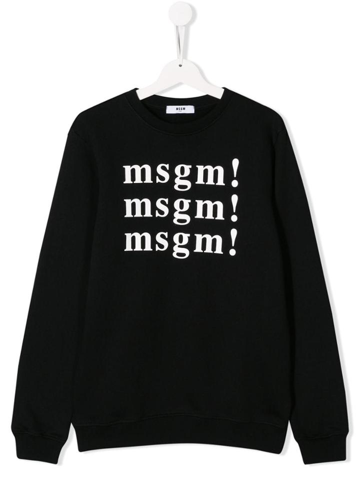 Msgm Kids Logo Printed Sweater - Black