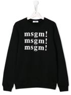 Msgm Kids Logo Printed Sweater - Black