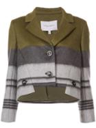 Carolina Herrera - Cropped Stepped Hem Jacket - Women - Silk/mohair/virgin Wool - 4, Green, Silk/mohair/virgin Wool
