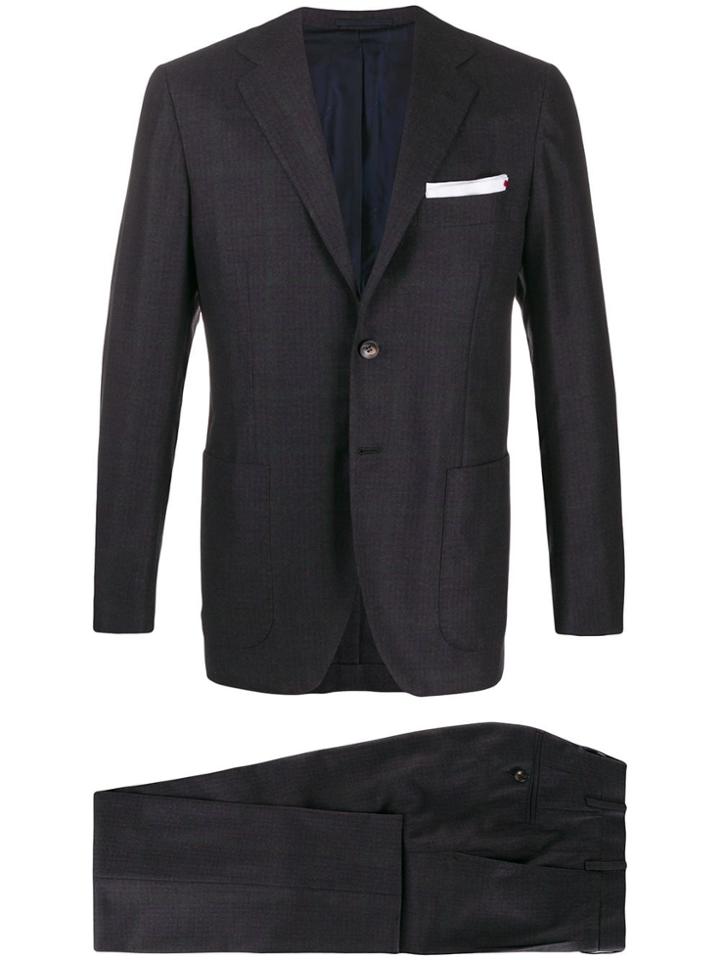 Kiton Check Print Two-piece Suit - Blue