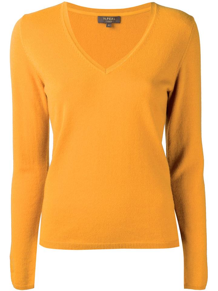 N.peal Fine-knit Sweater, Women's, Size: Medium, Yellow/orange, Cashmere