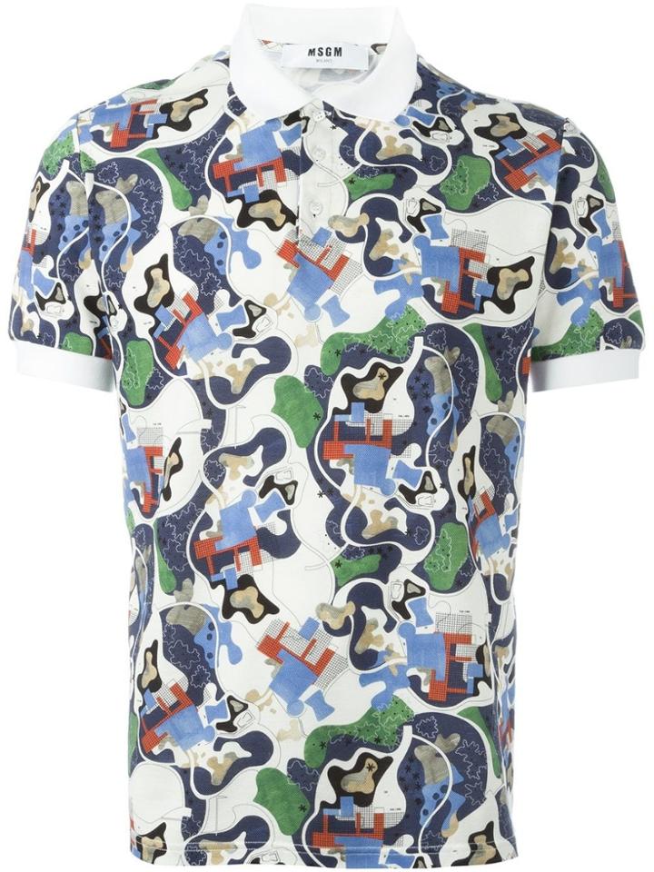Msgm Abstract Print Polo Shirt - Multicolour