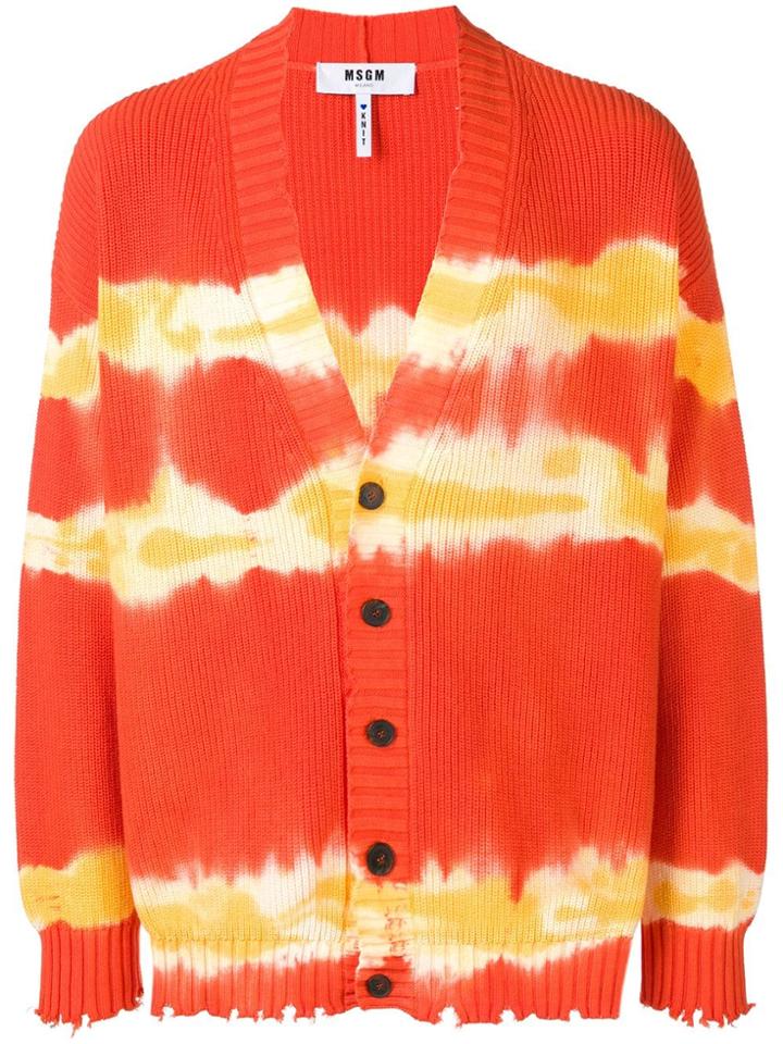 Msgm Frayed V-neck Cardigan - Orange