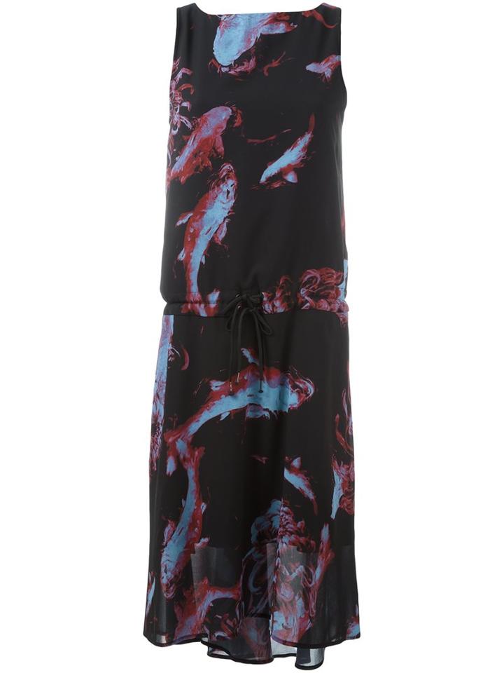 Diesel Fish Print Dress, Women's, Size: Small, Black, Polyester