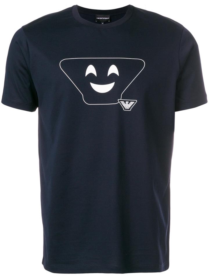 Emporio Armani Smiley-print T-shirt - Blue