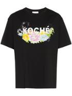 Koché Flower Logo Print T-shirt - Black
