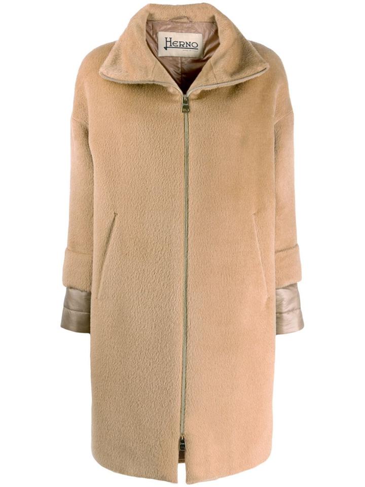 Herno Textured Zip-up Hooded Jacket - Neutrals