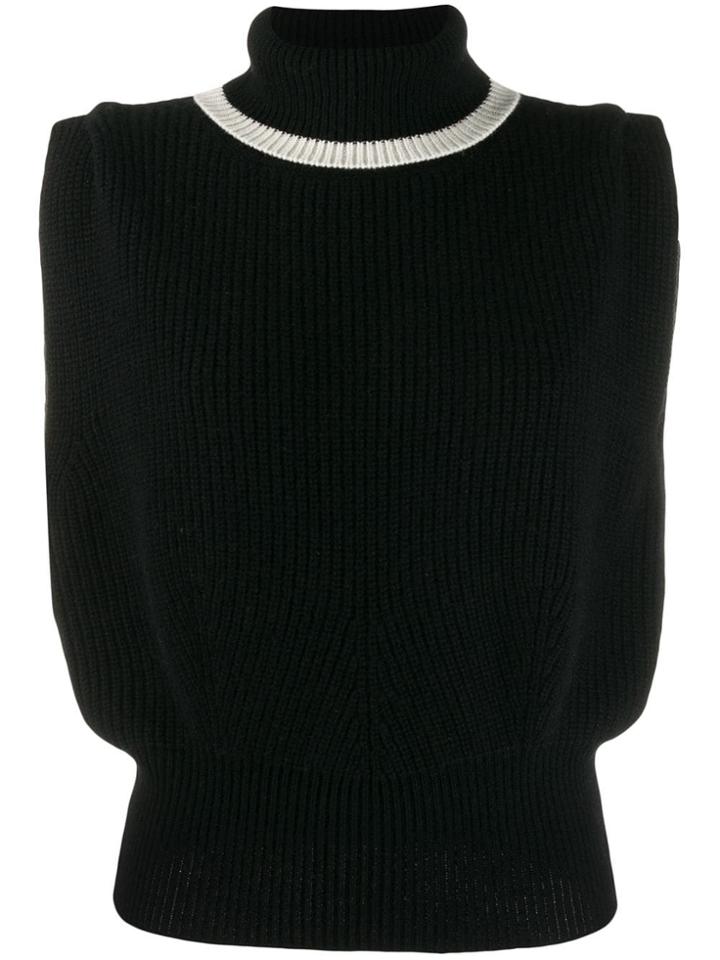 Cashmere In Love Roll-neck Jade Vest - Black