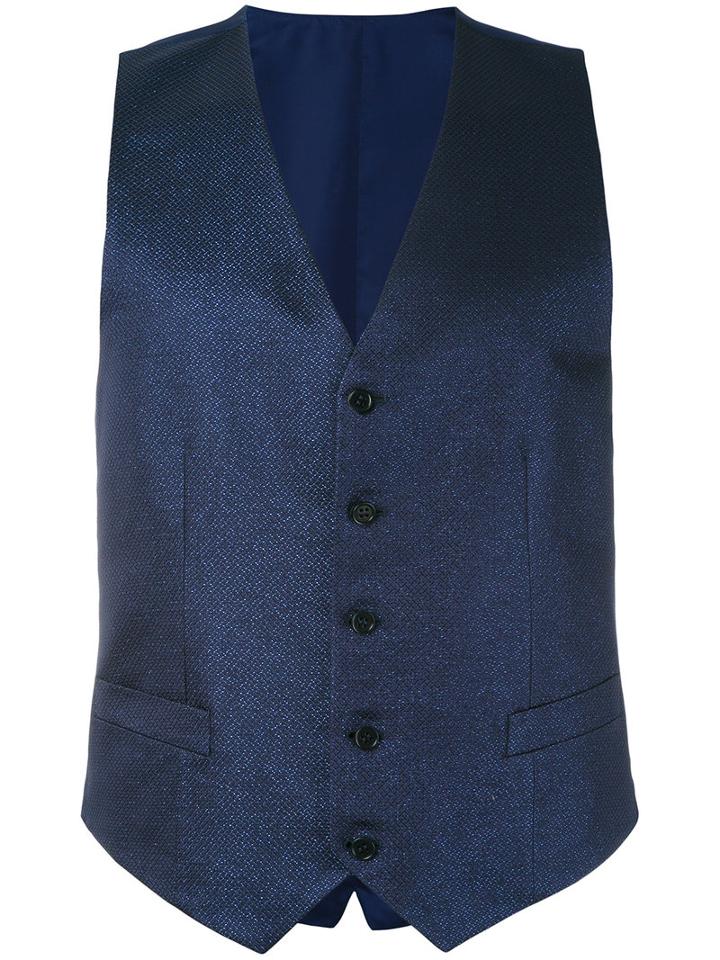 Canali - Formal Waistcoat - Men - Silk/polyamide/cupro/metallic Fibre - 46, Blue, Silk/polyamide/cupro/metallic Fibre