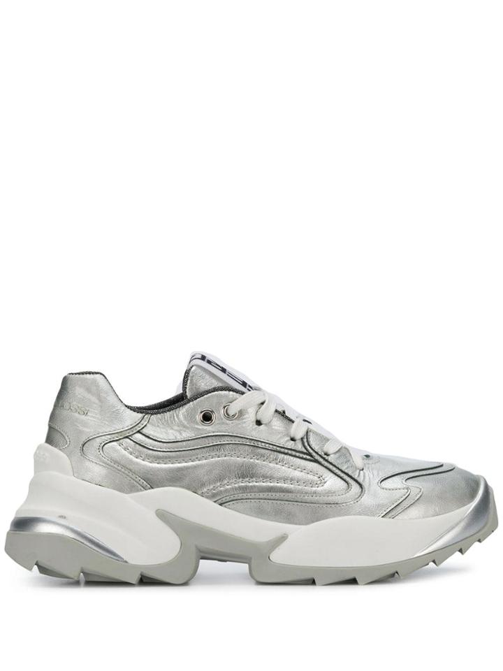 Sergio Rossi Contrast Low-top Sneakers - Silver