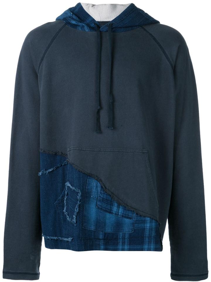 Greg Lauren Patchwork Hoodie - Blue