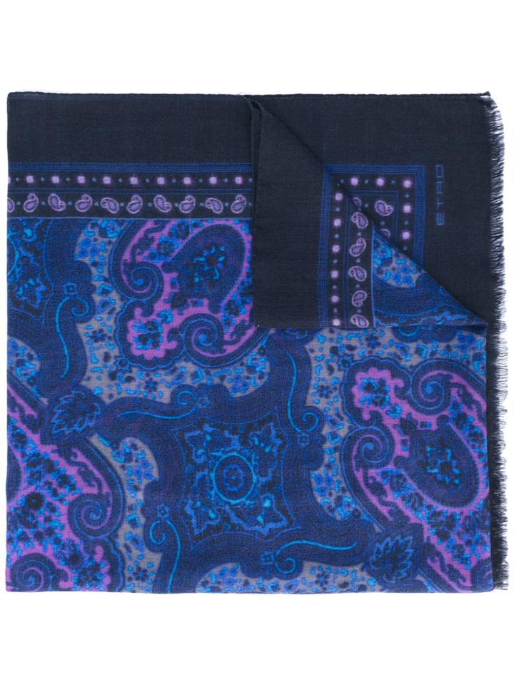 Etro Paisley Pattern Scarf - Blue