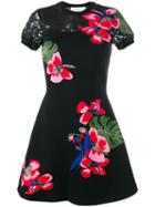 Valentino Floral Intarsia Mini Dress, Women's, Size: Medium, Black, Viscose/polyester