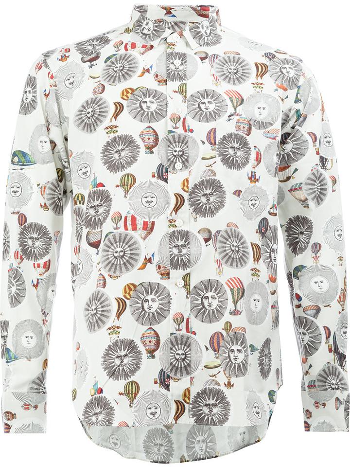Comme Des Garçons Homme Plus Printed Shirt, Men's, Size: Medium, White, Cotton