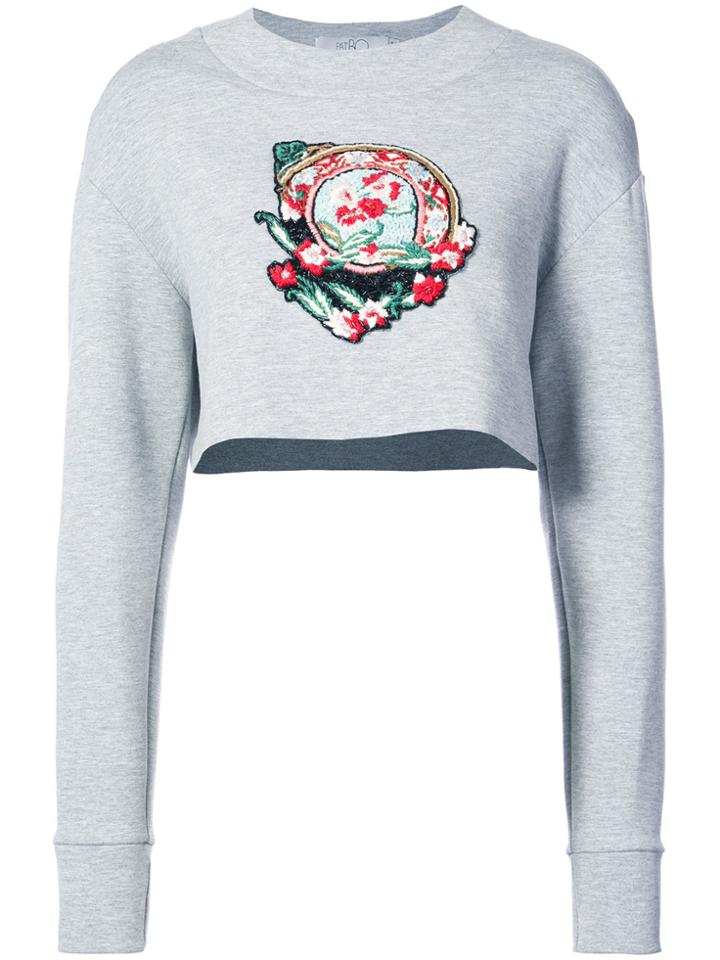 Patbo Cropped Appliqué Sweatshirt - Grey