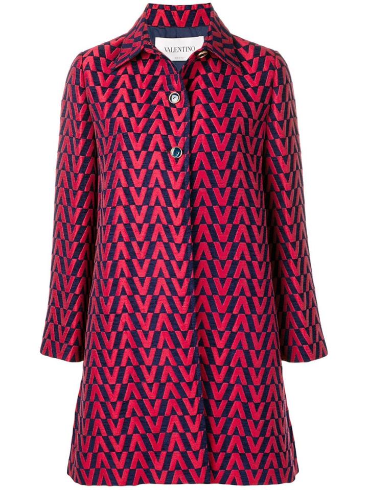 Valentino Brocade Coat - Red