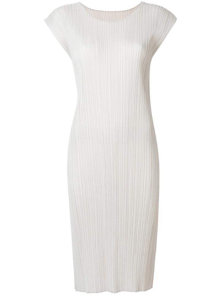 Pleats Please By Issey Miyake Fitted Midi Dress - Nude & Neutrals