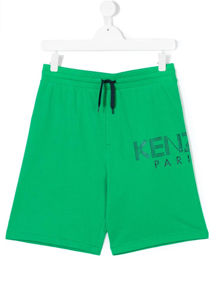 Kenzo Kids Logo Print Drawstring Shorts - Green