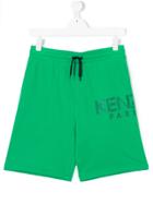Kenzo Kids Logo Print Drawstring Shorts - Green
