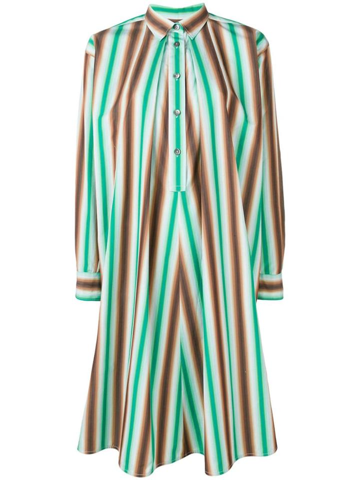 Marni Striped Shirt Dress - Green