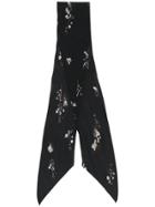 Rockins Silk Floral Embroidered Scarf - Black