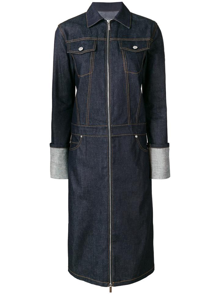 Helmut Lang Raw Denim Trench Coat - Blue