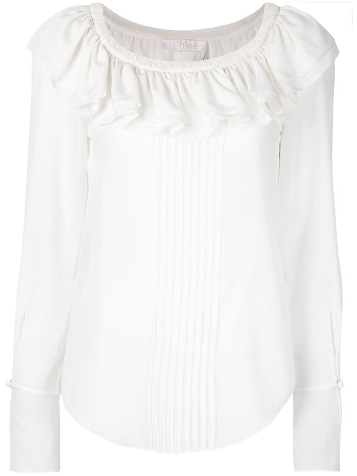 Chloé Ruffled Peasant Blouse - White