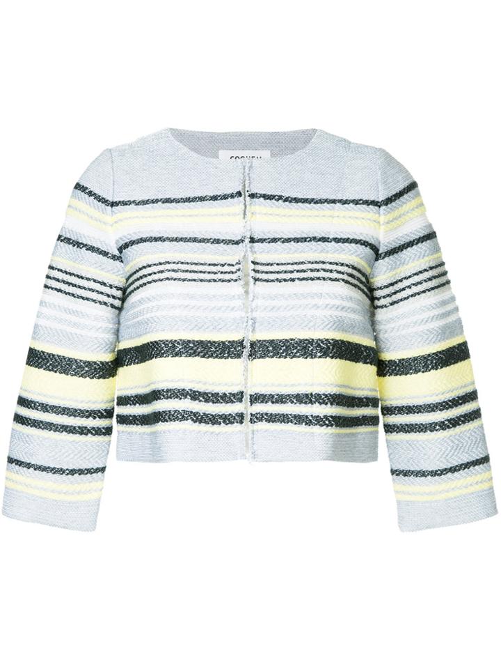 Coohem Striped Tweed Jacket - Blue