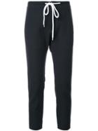 Bassike Crepe Bandless Drawstring Trousers, Women's, Size: 12, Black, Cotton/viscose