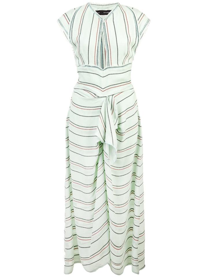 Proenza Schouler Crêpe Striped Tied Dress - Green