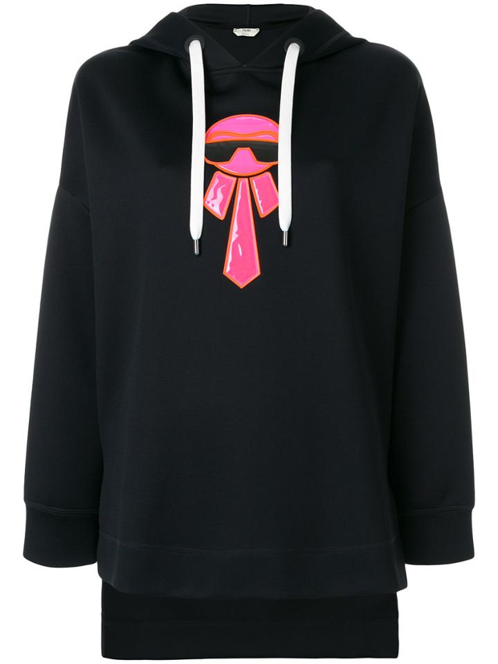 Fendi Karlito Appliqué Hoodie - Black